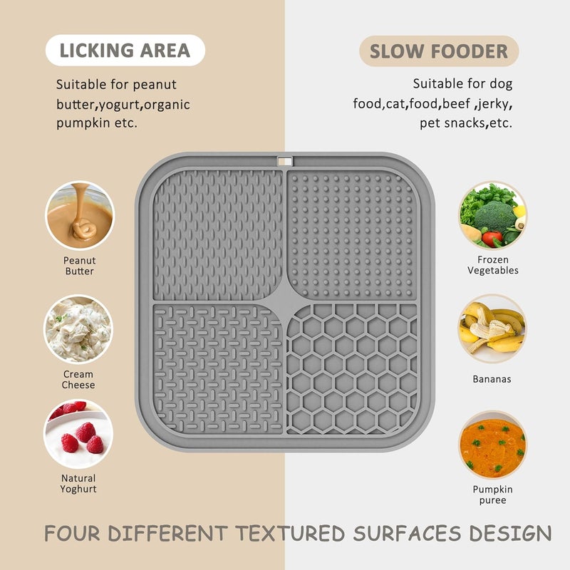 ChefAide 2 Pack Lick Mat for Dogs,Cats,Upgraded 8.5×8.5 inches Licking Mats with Suction Cups,Slow Feeder Licking Pad for Anxiety Relief and Boredom Reducer,Suitable for Dog Training Set 2 - Image 3